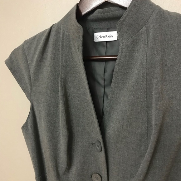 NWOT Calvin Klein Button Up Midi Dress, Grey, Sz 2 - Picture 2 of 3